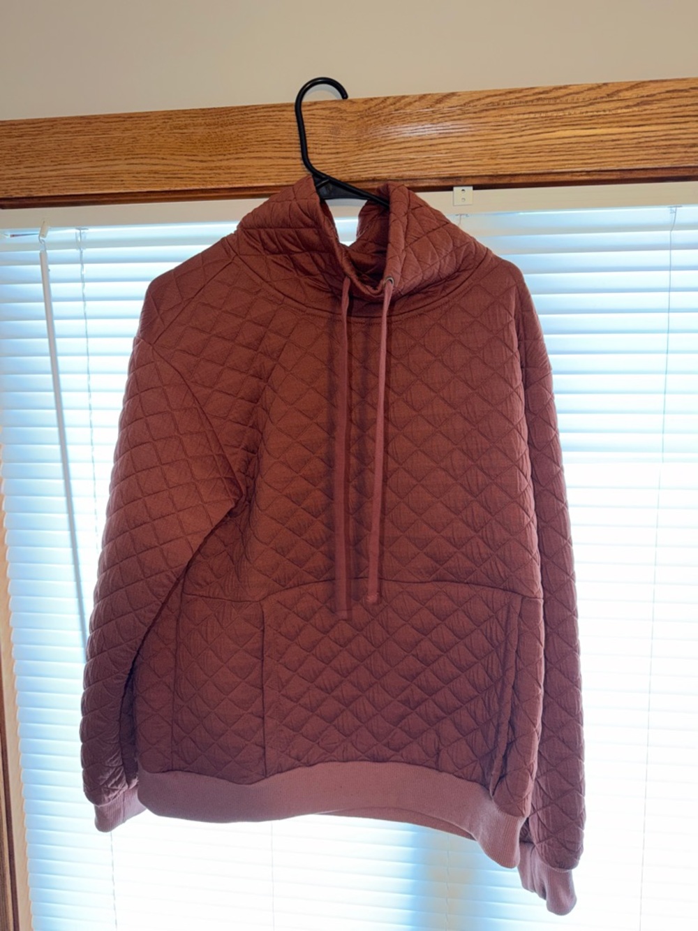 Doe & Rae Quilted Cowl Neck Pullover - Rust